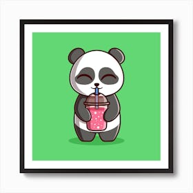 Cute Panda Drinking Smoothie Art Print