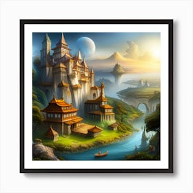 2335254181  Very Big Fantasy World With Wildlife And Civilisa Xl Art Print