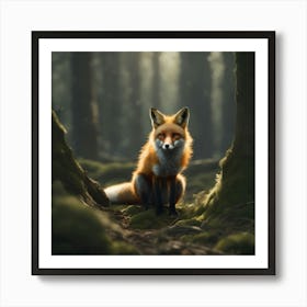 Red Fox In The Forest 60 Art Print