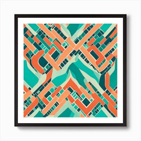 Abstract Pattern Art Inspired By The Dynamic Spirit Of Miami's Streets, Miami murals abstract art, 105 Art Print