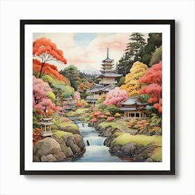 Kairakuen Gardens Japan Painting 2 Art Print 0 Art Print