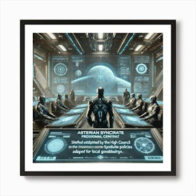 A Detailed Futuristic Scene Showing Commanders Wit Converted Art Print