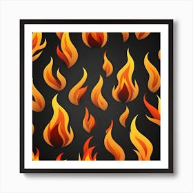 Flames On Black Background 36 Art Print