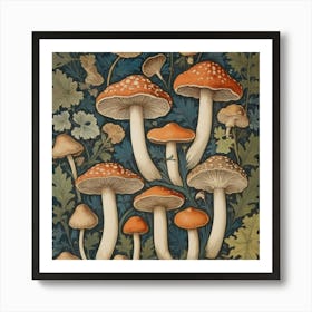 William Morris Print Mushrooms Poster Vintage Textile Art Print