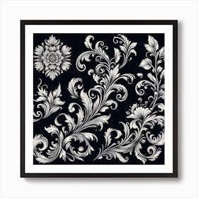 Ornate Floral Pattern 1 Art Print