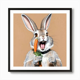 Rabbit Eating Carrots 1 Art Print