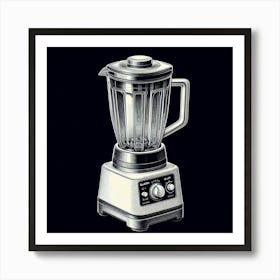 Black and White Blender Black Background Kitchen Art Print Art Print