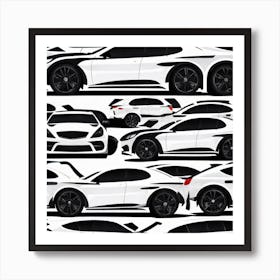 Black And White Cars 2 Art Print