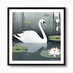 Swan In Water 3 Art Print