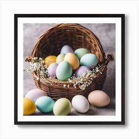 Easter Eggs In A Basket 1 Art Print