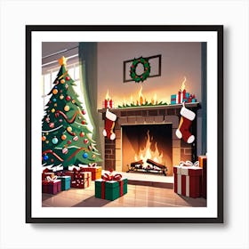 Christmas Tree In The Living Room 8 Art Print