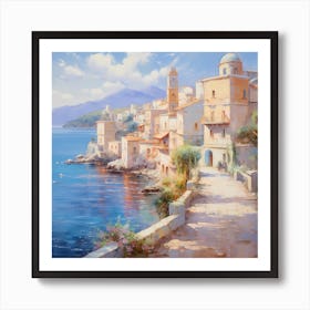 AI Sunlit Charm: Mediterranean Sonata Art Print