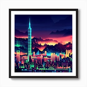 Cityscape Building Painting 3d City Illustration Art Print