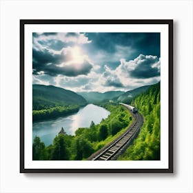 Travel Sky Train Scenery Forest Summer Landscape View Freight Bay Sunlight Green Beautif (1) Art Print