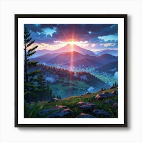 Sunset In The Mountains 28 Art Print