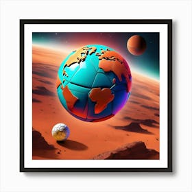 A Colorful Soccer Ball Flying In Space 1 Art Print