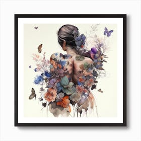 Watercolor Butterfly Woman Body  #2 Art Print