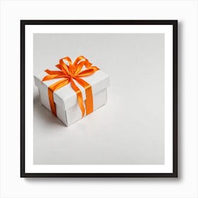 Gift Box With Orange Ribbon Art Print