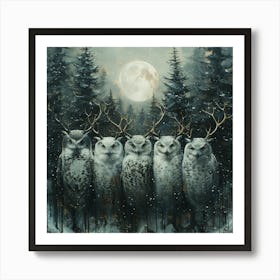 Owls In The Forest Art Print