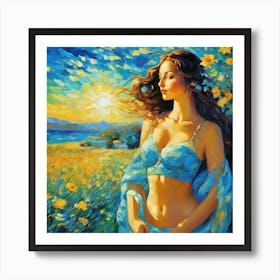 Girl In A Blue Dressghhh Art Print