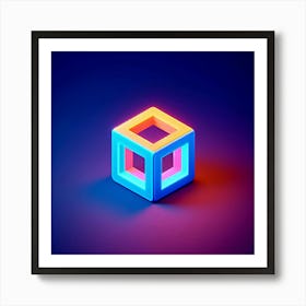 Neon Cube 3 Art Print