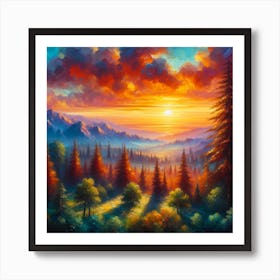 Sunset In The Mountains 1 Art Print