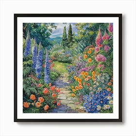 William Morris Flower Garden in Spring Art Print