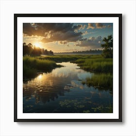 Sunrise Over Marsh Art Print