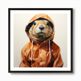 Watercolour Cartoon Prairie Dog In A Hoodie 3 Art Print