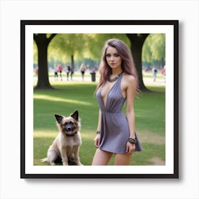 77 Very Beautiful Random Expression 25 Years Old European Woman In Random Solid Color Dress With Rando Art Print