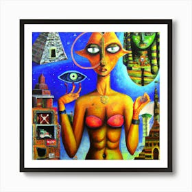 Cubism Oil Painting, Secret Societies Art Print