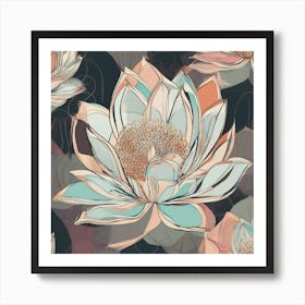 Lotus Flower Seamless Pattern 2 Art Print