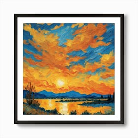 Sunset Over The Lake Art Print