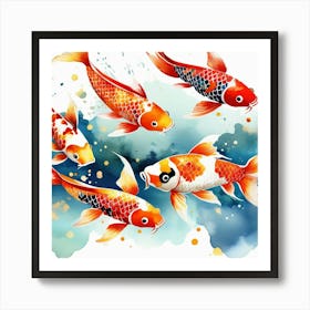 Koi Fish Watercolor Painting Art Print