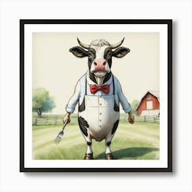 Cow In A Suit 4 Art Print