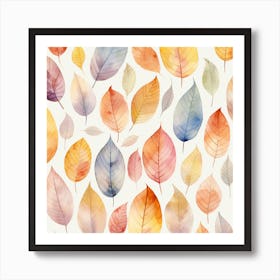 Watercolor Autumn Leaves 1 Poster