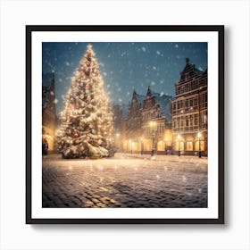 Christmas Tree In The Old Town Art Print