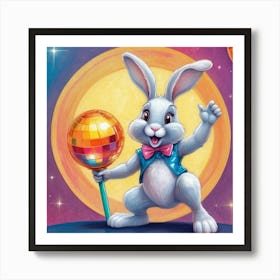 Bunny With Disco Ball 1 Art Print