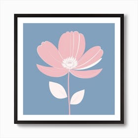 A White And Pink Flower In Minimalist Style Square Composition 559 Art Print