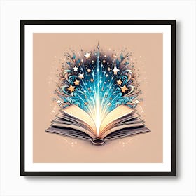 Open Book With Stars Art Print