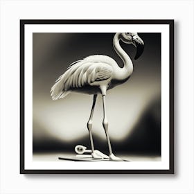 Flamingo On Skateboard Art Print