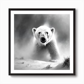 Bear Cub in Flurry of Snow Art Print