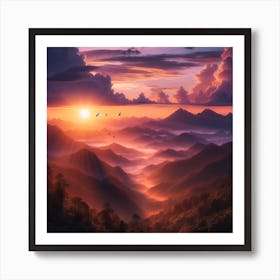 Sunrise from the mountain 9 Art Print