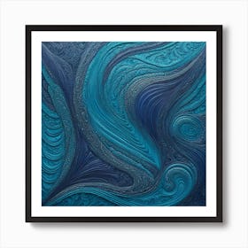 Blue And Black Swirls Art Print