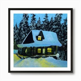 Cozy Winter Cabin Art Print