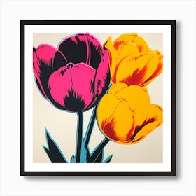 Tulip 3 Pop Art Illustration Square Art Print