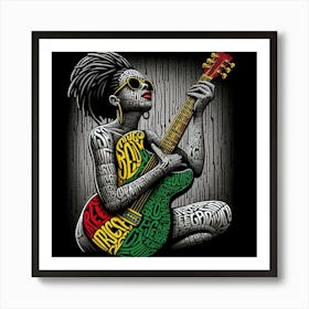 Reggae Girl With Guitar Póster