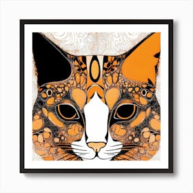 Orange Cat Face Art Print