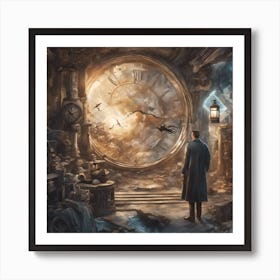 0 Time Travel Theme Blend Elements Of Past, Present Esrgan V1 X2plus Art Print