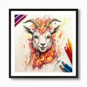 Goat On Fire 61 Art Print